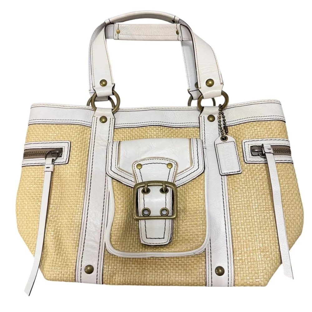 Coach Cream and Tan Tote Bag